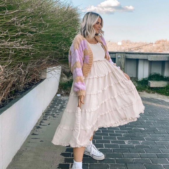 Mable Dresses & Skirts - Mable Tiered Ruffle Midi Dress in Cream